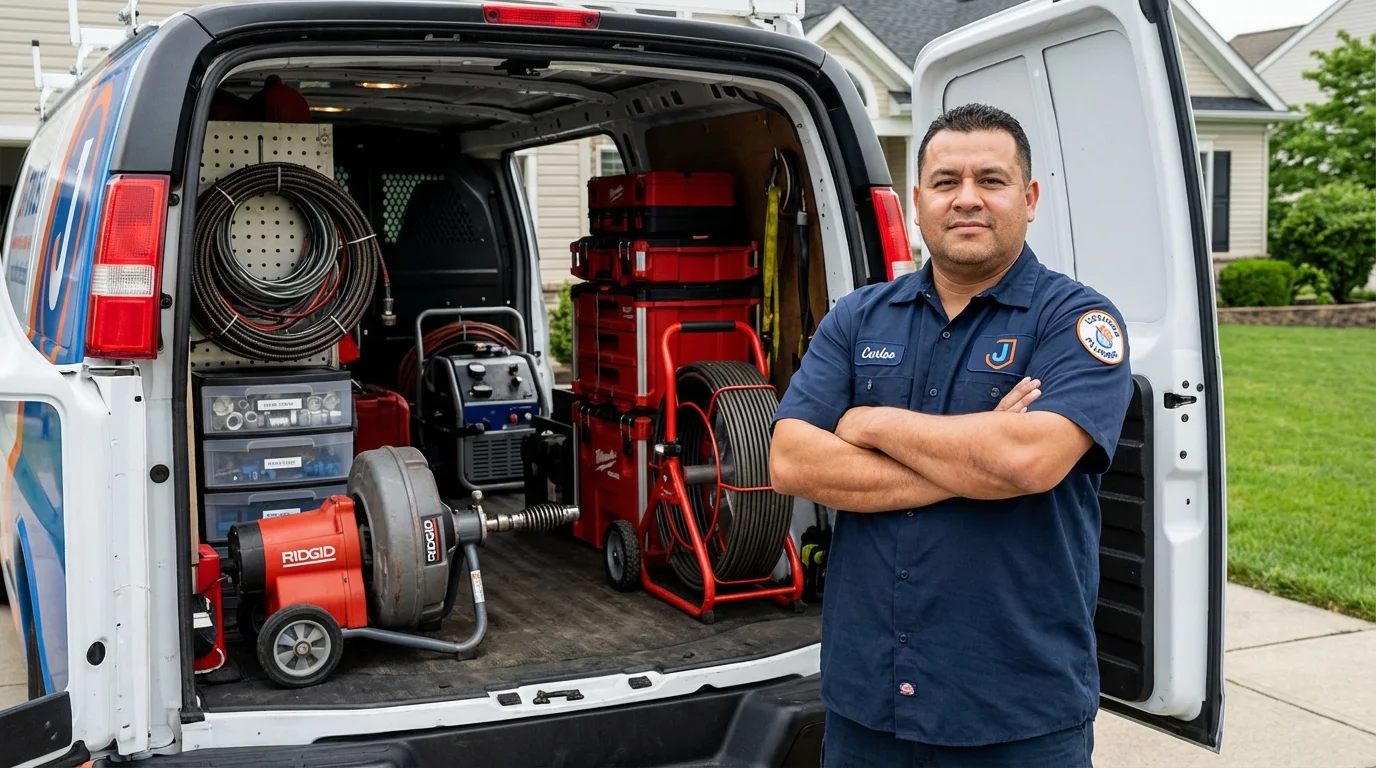 Professional drain cleaning equipment and Johns Plumbing LLC plumber in Danvers