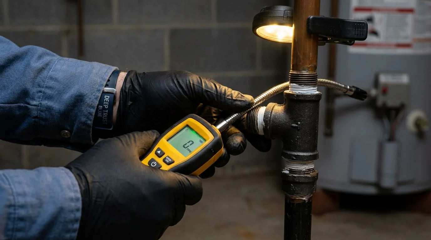Gas leak detection with electronic sniffer by Johns Plumbing LLC in Danvers