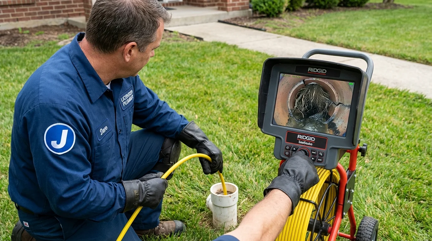 Sewer camera inspection being performed by Johns Plumbing LLC in Danvers